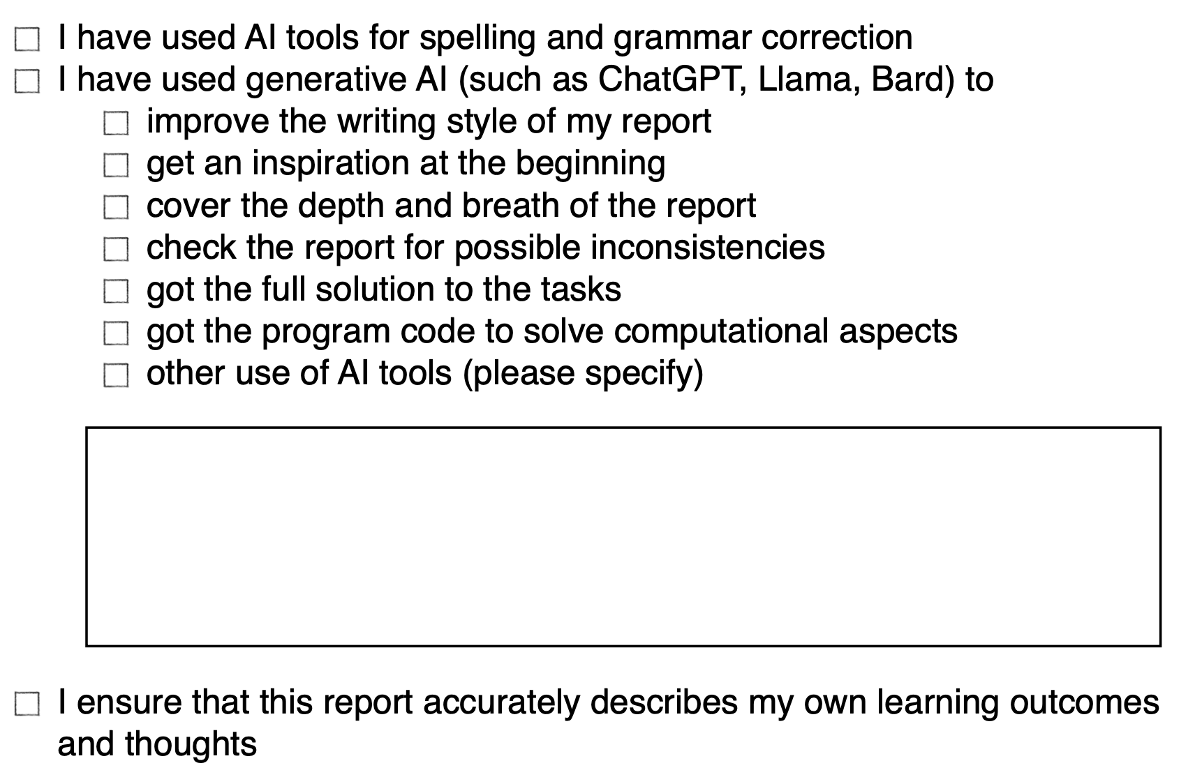 Checkbox to report onevery lab and lab report.