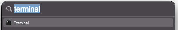 Search terminal in the software list.